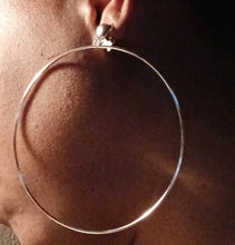 Load image into Gallery viewer, Set of 2 large Gold and Silver Metal Hoop Clip On Earrings 4 inch
