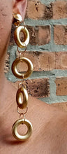 Load image into Gallery viewer, Handmade handpainted Gold wood Multi Hoop Clip On Earrings
