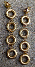 Load image into Gallery viewer, Handmade handpainted Gold wood Multi Hoop Clip On Earrings
