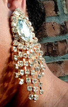 Load image into Gallery viewer, Bling Rhinestone Dangle Earrings, 4-inch Chandelier Design
