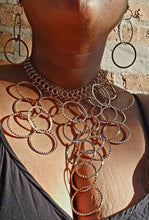 Load image into Gallery viewer, Gold Metal and wood Multi Hoop Clip On Earrings and Necklace Set
