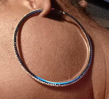 Load image into Gallery viewer, Large Rhinestone hoop Earrings pierced ears
