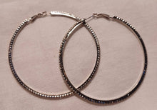 Load image into Gallery viewer, Large Rhinestone hoop Earrings pierced ears
