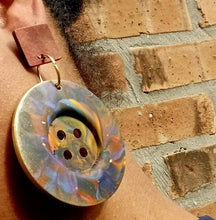 Load image into Gallery viewer, Giant Handpainted Vintage Button Earrings 3.5 inch pierced ears
