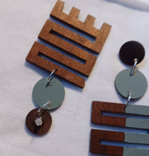 Load image into Gallery viewer, Handpainted Abstract Adinkra Symbol Wooden Earrings
