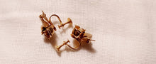 Load image into Gallery viewer, Antique Gold Rose Cluster Stud Clip On Earrings 1950s screwback

