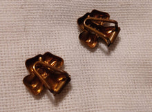 Load image into Gallery viewer, Antique Copper Bow Stud Clip On Earrings 1940s rare hinge back style
