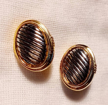 Load image into Gallery viewer, Chunky Vintage Ball Stud Clip On Earrings Silver and Gold 1980s
