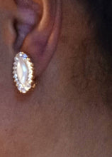 Load image into Gallery viewer, Vintage pearl and crystal Clip On stud earrings
