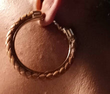 Load image into Gallery viewer, Braided faux leather hoop Earrings pierced ears brown
