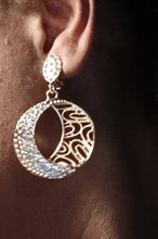 Load image into Gallery viewer, Gold Metal rhinestone Crescent Moon Clip On Earrings
