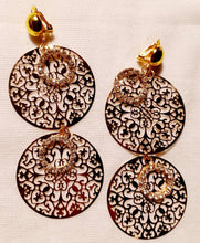 Load image into Gallery viewer, Handmade Hammered Metal  Hoop Disc Clip On Earrings gold
