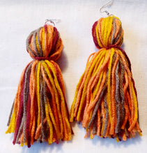Load image into Gallery viewer, Extra Large Handmade Yarn Tassel Earrings multi color
