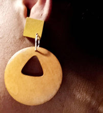 Load image into Gallery viewer, Natural Wood Boho Geometric Design Earrings pierced ears
