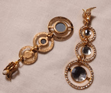Load image into Gallery viewer, Handmade Blingy Runway gold Metal Rhinestone Clip On Earrings gold
