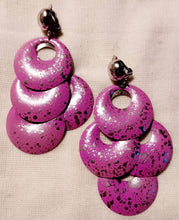 Load image into Gallery viewer, Handmade  handpainted Hammered Metal Disc Clip On Earrings
