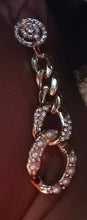 Load image into Gallery viewer, Handmade Chunky gold Acrylic Chain and rhinestone Earrings Clip On 4 in
