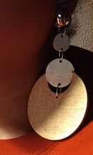 Load image into Gallery viewer, Extra Large Handpainted Handmade large Natural Wood Geometric Design Clip On Earrings
