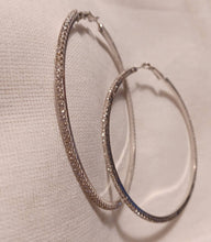 Load image into Gallery viewer, Large Rhinestone hoop Earrings pierced ears
