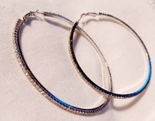 Load image into Gallery viewer, Large Rhinestone hoop Earrings pierced ears
