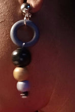 Load image into Gallery viewer, Minimalist handmade Wood and metal Clip On Hoop Dangle Earrings black
