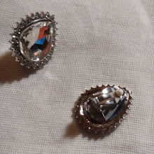 Load image into Gallery viewer, Large Chunky Crystal Stud Clip On Earrings silver
