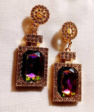 Load image into Gallery viewer, Blingy Runway Chunky gold Metal Rhinestone  Perfume Clip On Earrings
