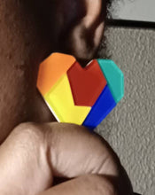 Load image into Gallery viewer, Abstract Pop Art Acrylic Heart Earrings pierced ears

