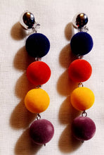 Load image into Gallery viewer, Handmade Velvet Ball Dangle Clip On Earrings
