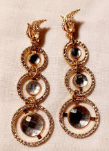 Load image into Gallery viewer, Handmade Blingy Runway gold Metal Rhinestone Clip On Earrings gold
