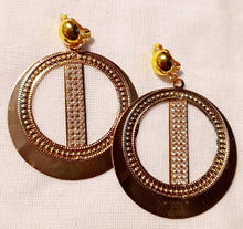 Load image into Gallery viewer, Handmade Rhinestone Hoop Clip On Earrings gold
