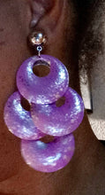 Load image into Gallery viewer, Handmade  handpainted Hammered Metal Disc Clip On Earrings
