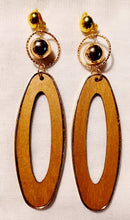 Load image into Gallery viewer, XL Handmade Natural Wood  Boho Clip On Dangle Earrings 6 inch
