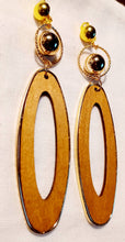 Load image into Gallery viewer, XL Handmade Natural Wood  Boho Clip On Dangle Earrings 6 inch
