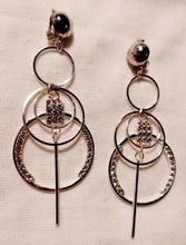 Load image into Gallery viewer, Handmade silver Metal and rhinestone Multi Hoop Clip On Earrings
