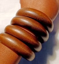 Load image into Gallery viewer, Vintage Chunky Wooden Bangle Set of 4 dark brown
