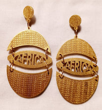 Load image into Gallery viewer, Afrocentric Africa Silhouette Wooden Earrings pierced gold
