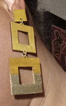 Load image into Gallery viewer, Handmade handpainted Natural Wood Geometric Earrings Clip on
