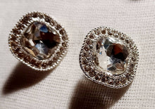Load image into Gallery viewer, Chunky Crystal Stud Clip On Earrings silver
