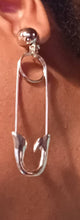 Load image into Gallery viewer, Pop art Safety pin Clip On Earrings gold
