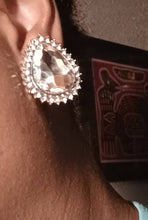 Load image into Gallery viewer, Large Chunky Crystal Stud Clip On Earrings silver
