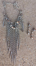 Load image into Gallery viewer, Silver Metal  Chain  Necklace and Clip On Earrings Set
