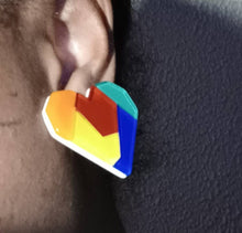 Load image into Gallery viewer, Abstract Pop Art Acrylic Heart Earrings pierced ears
