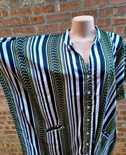Load image into Gallery viewer, Rare Mudcloth Afrocentric Kaftan, Poly Satin, Fits up to 3XL
