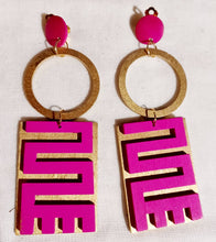 Load image into Gallery viewer, Handmade Large Wooden Adinkra Symbol Clip On Earrings only 1 available
