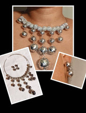 Load image into Gallery viewer, Silver Tone Ball Necklace and Clip On Earrings Set
