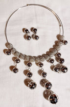 Load image into Gallery viewer, Silver Tone Ball Necklace and Clip On Earrings Set
