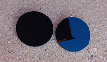 Load image into Gallery viewer, Handmade Minimalist Large Black acrylic Disc Earrings pierced ears
