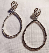Load image into Gallery viewer, Handmade silver Metal Rhinestone Clip On Hoop Earrings silver
