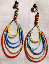 Load image into Gallery viewer, Handmade wire and  Bead Hoop Clip On Earrings
